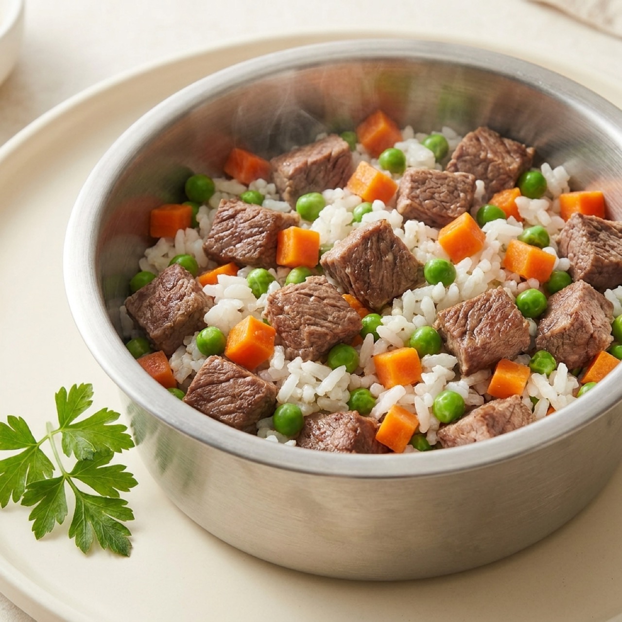 Bowl of fresh dog food